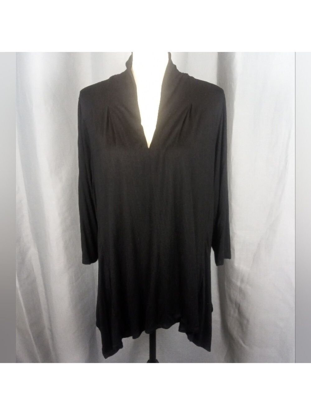 Cable & Gauge black 3/4 length sleeve blouse, size 1X
